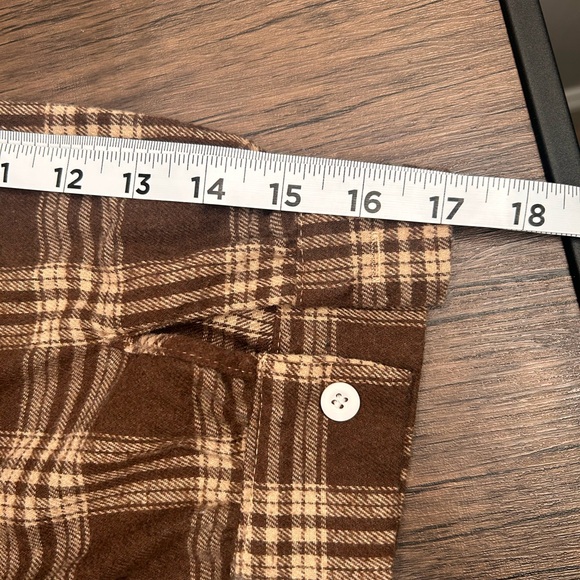SHEIN Shirt Women’s 1X Brown Long Sleeve Button Down Patch Work - Picture 7 of 7